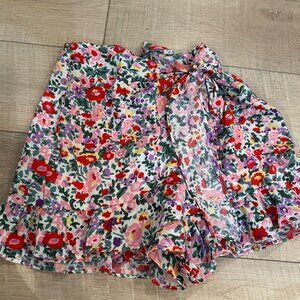 Lulus Floral Print Ruffle Tie-Waist Womens Shorts Skort S